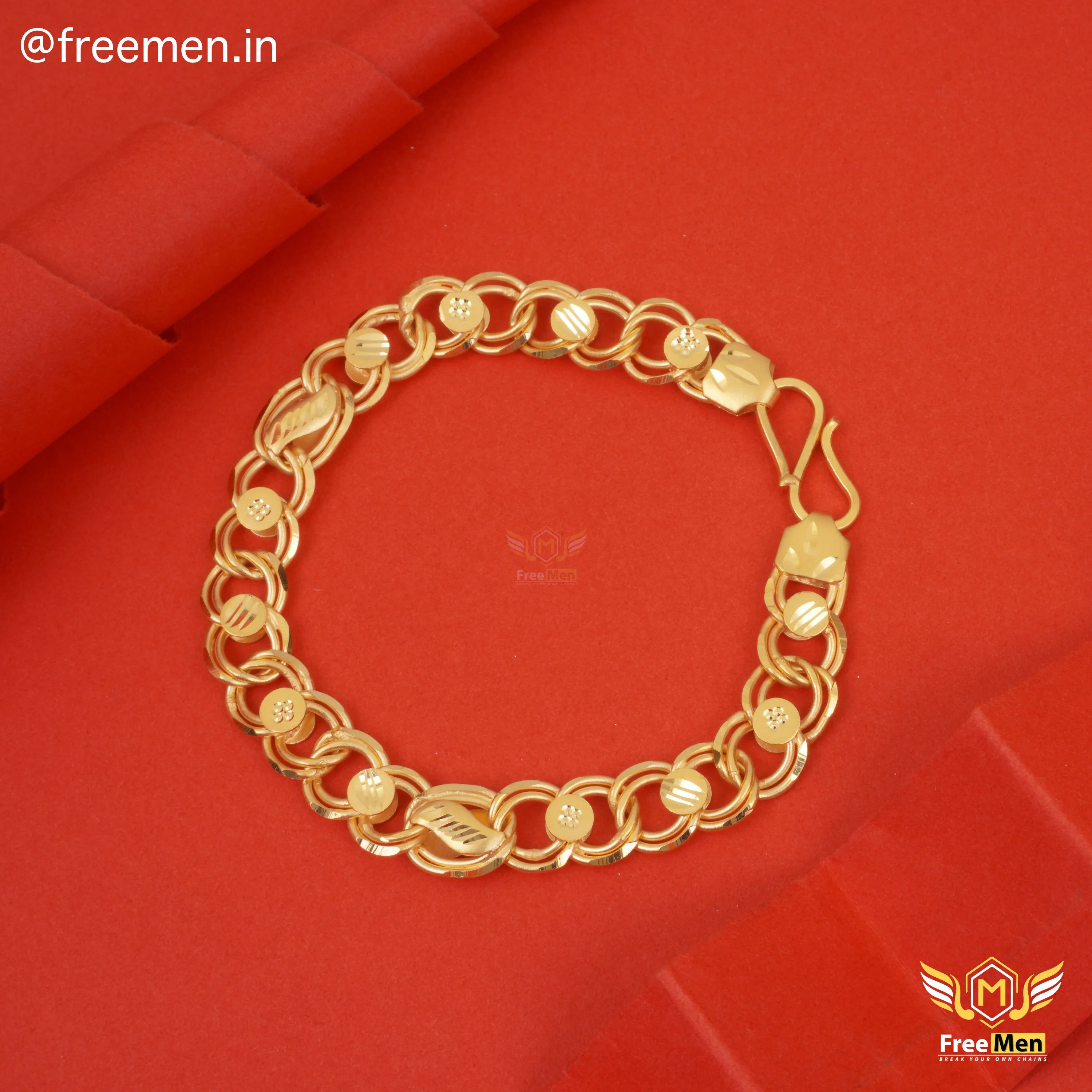 Freemen Gold Plated Nice Double Ring Leaf Bracelet  - FMG305