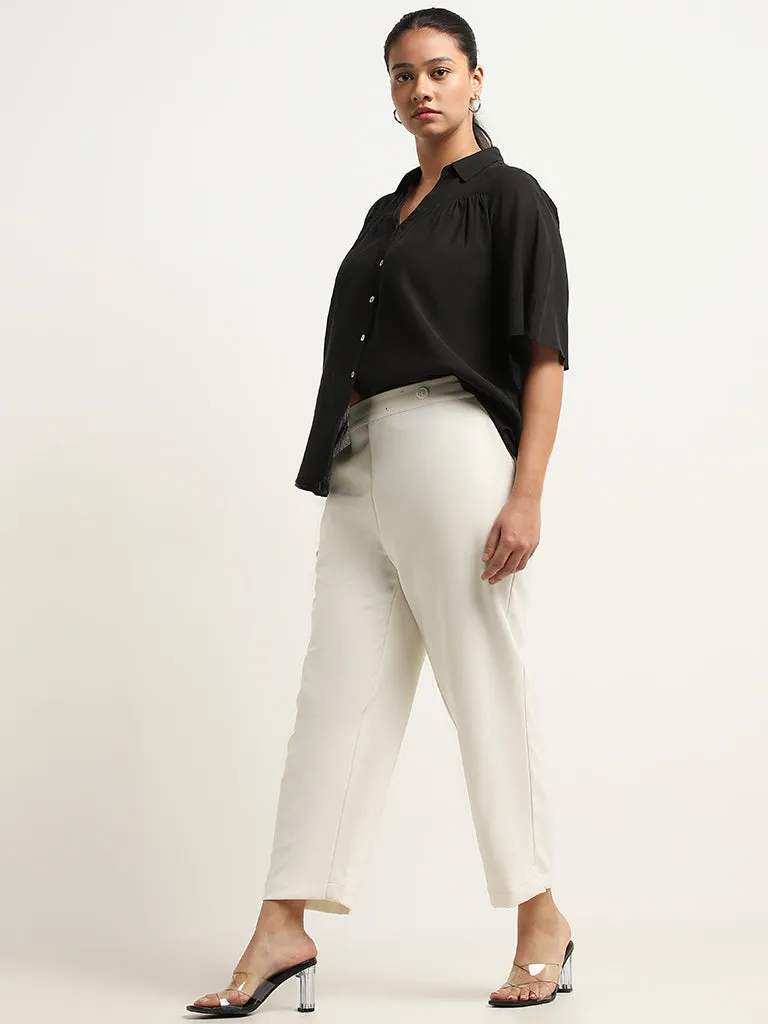 Gia Black Cotton Blend Solid Shirt