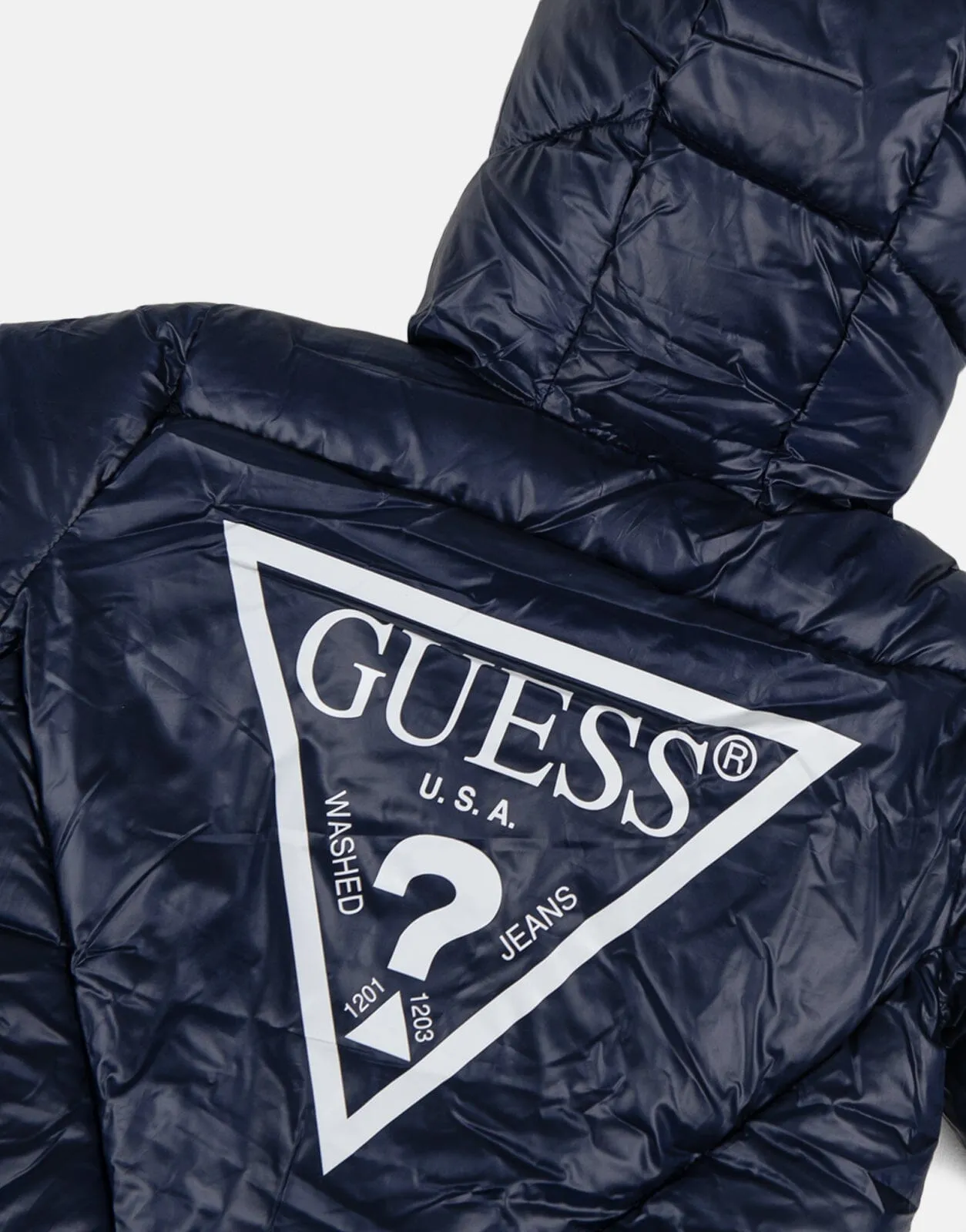 Guess Kids Hooded Puffer Navy Jacket