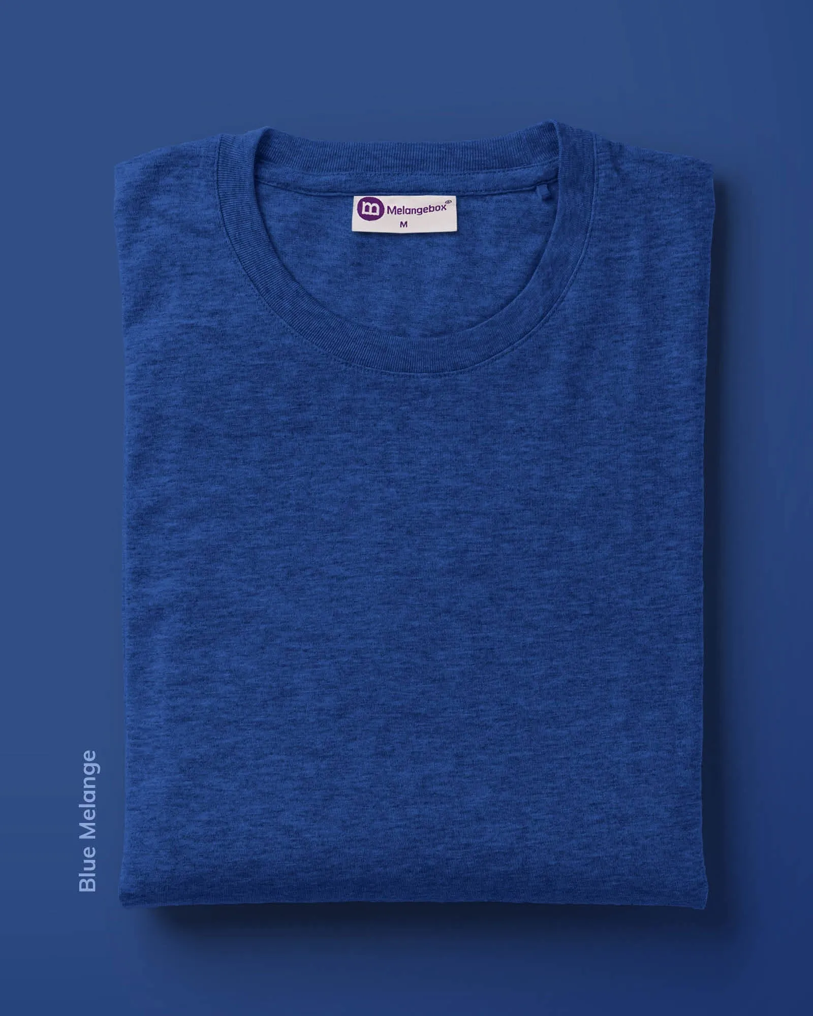 Half Sleeves Crew Neck: Blue Melange