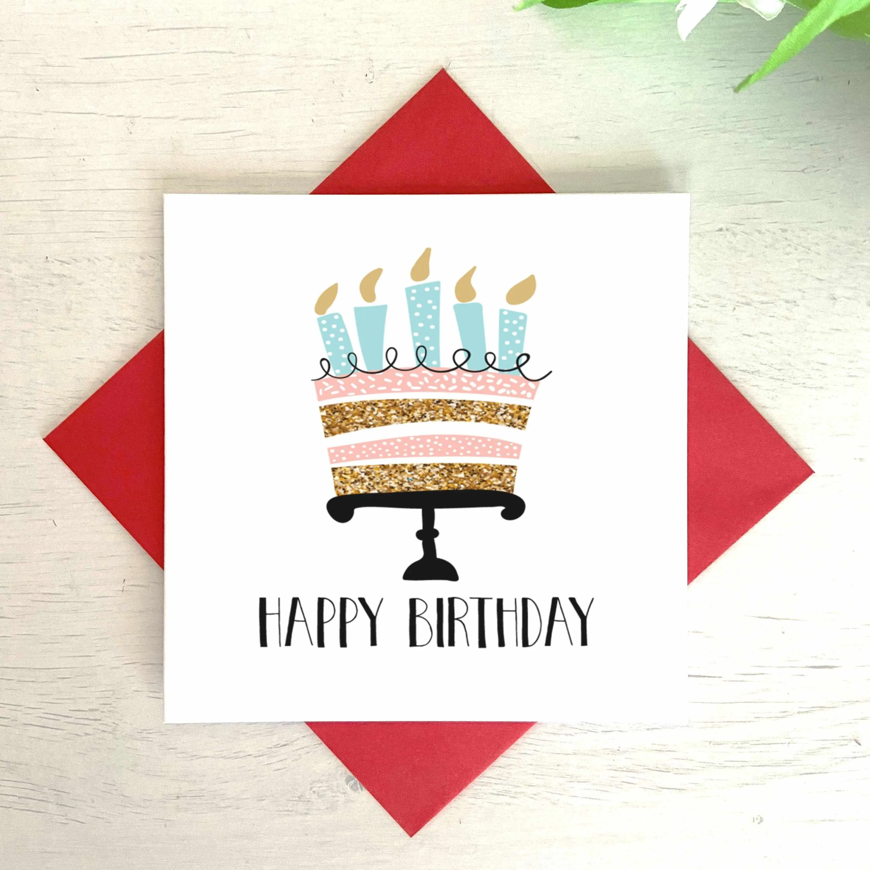 Happy Birthday Cake Greetings Card