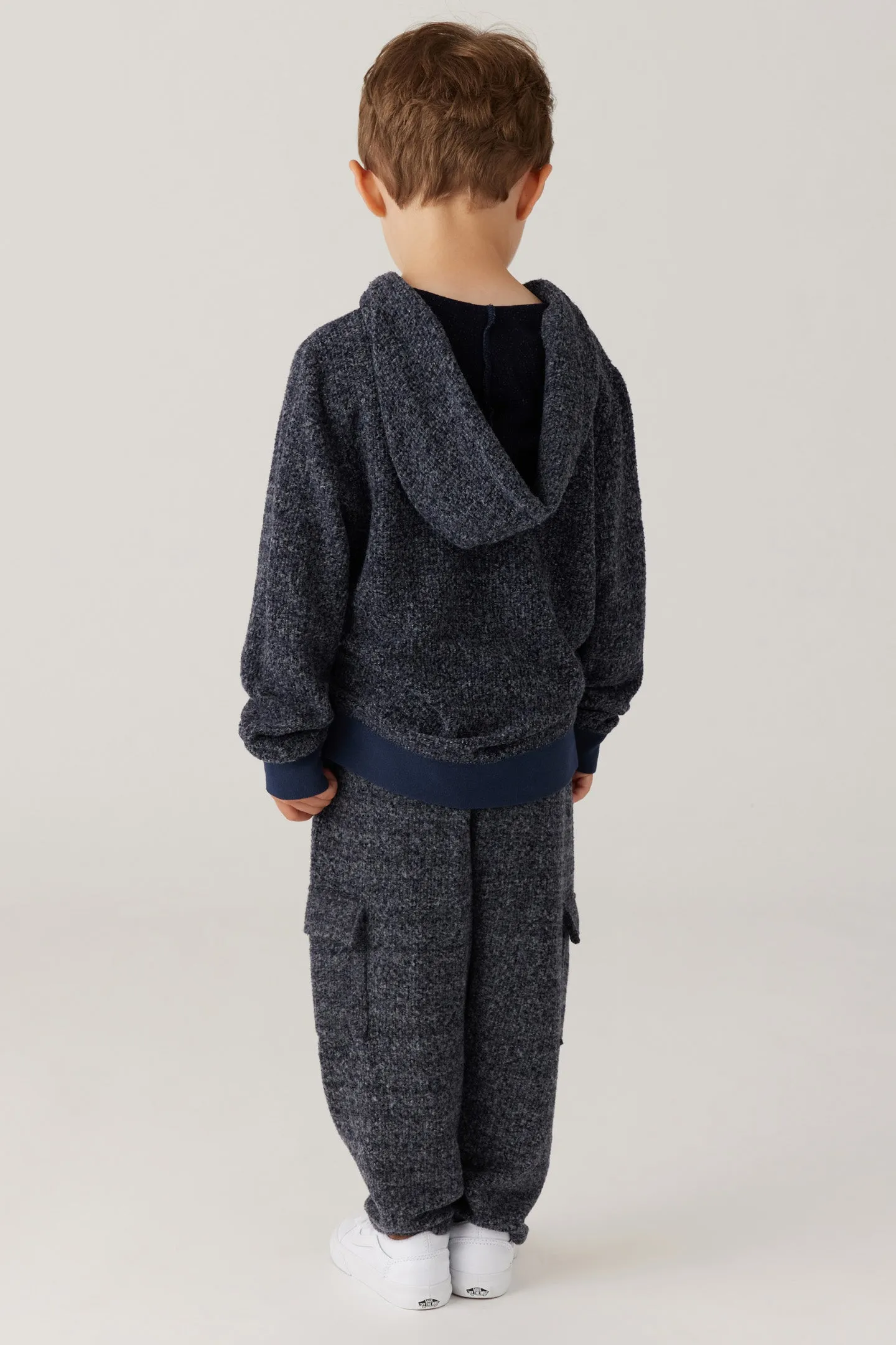 Kids Brushed Boucle Cargo Jogger - Indigo