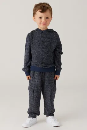 Kids Brushed Boucle Cargo Jogger - Indigo