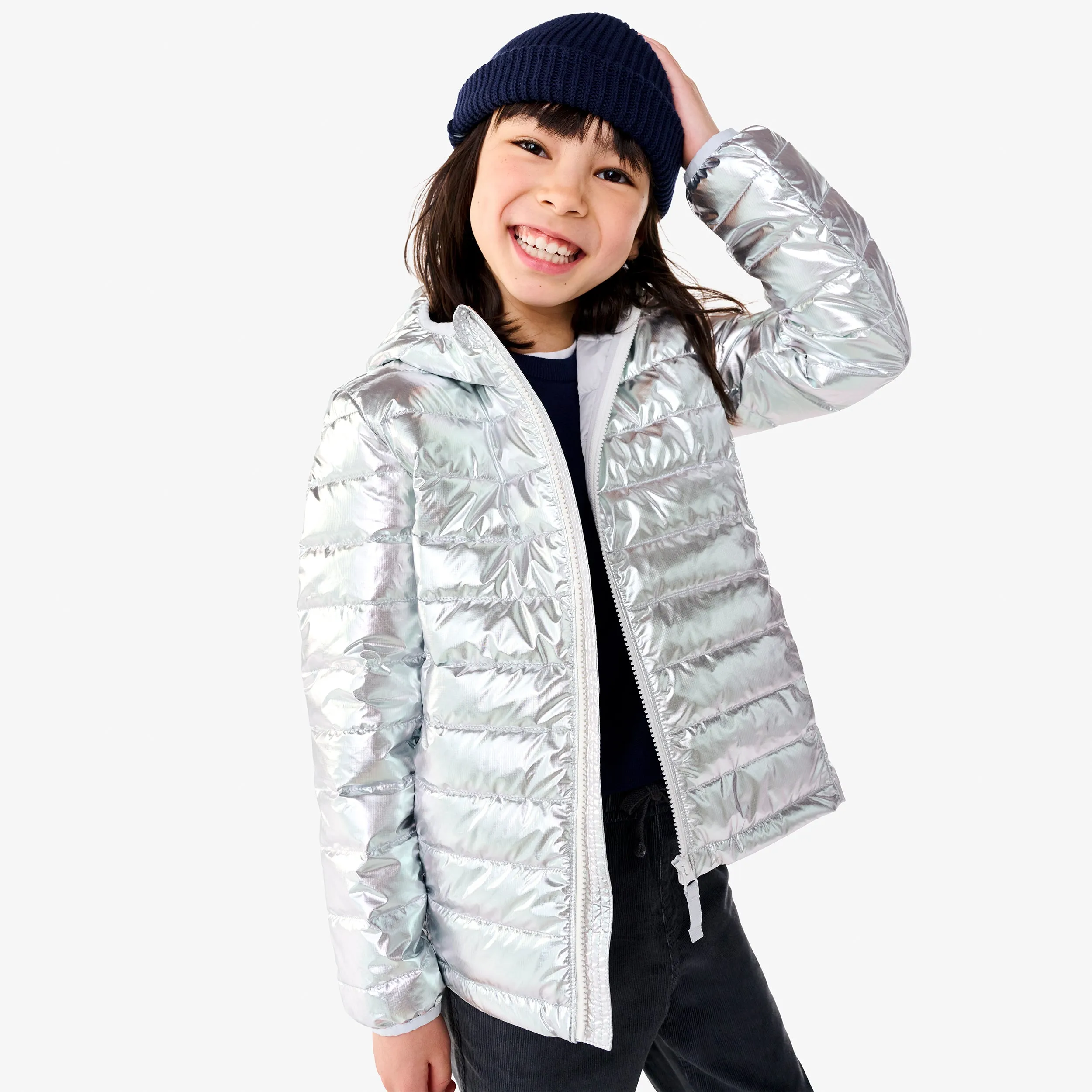 Kids lightweight puffer jacket in silver