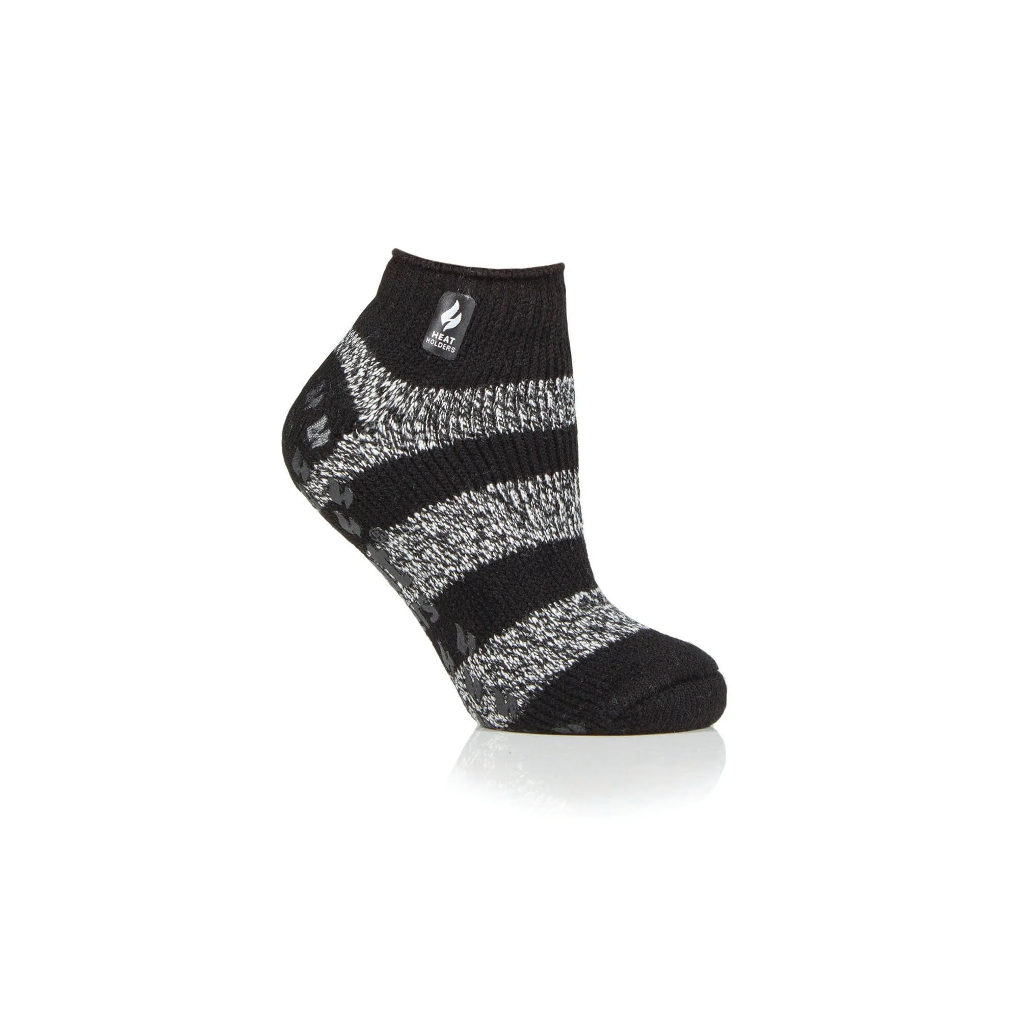 Ladies Original Valencia Stripe Ankle Slipper Socks - Black/White