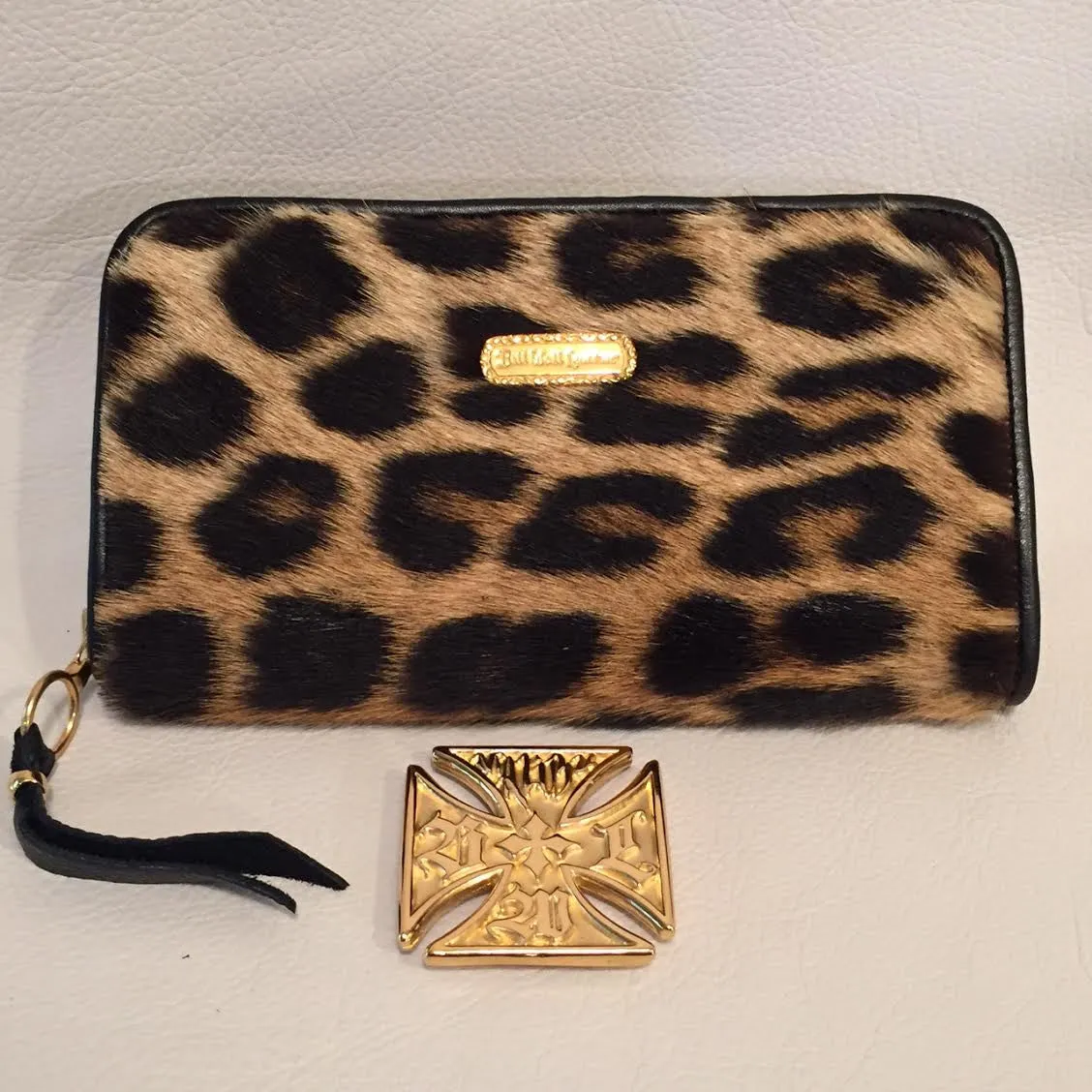 Large Zipper Wallet in Vintage Leopard Fur 50  years old