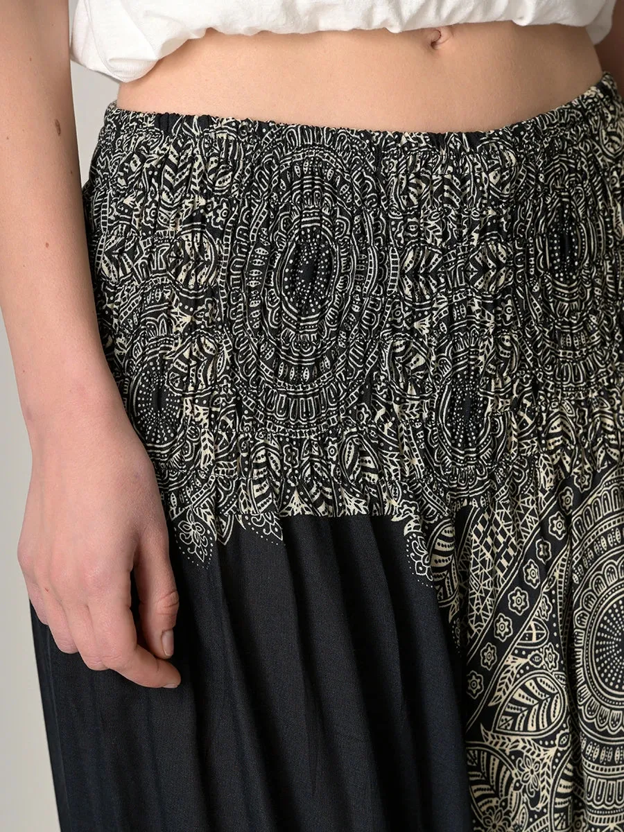 Mandala & Feathers Harem Pants - Low Crotch