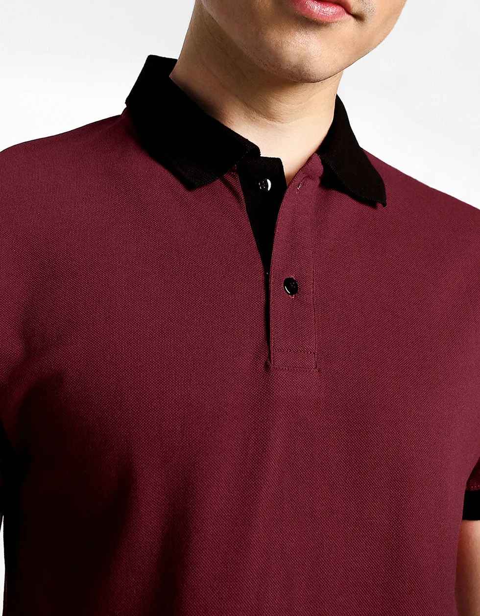 Maroon Cotton Polo T-shirt