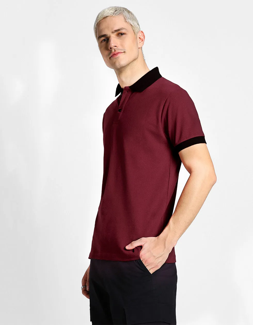 Maroon Cotton Polo T-shirt