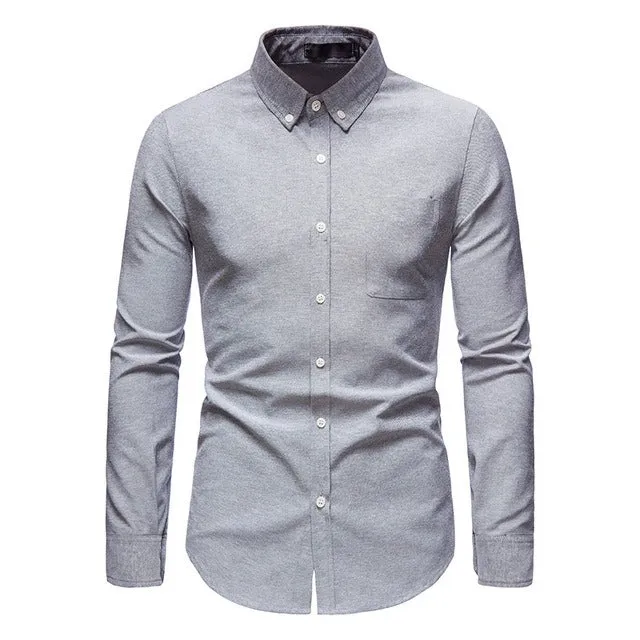 Men Slim Fit Long Sleeves Dress Shirts Streetwear Business Patchwork Formal Shirt