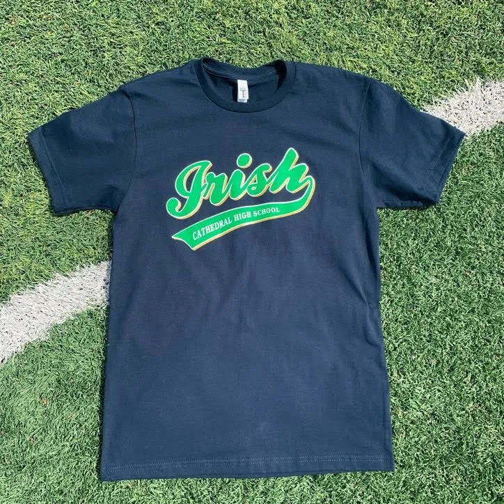 Navy Baseball Script Irish T-shirt