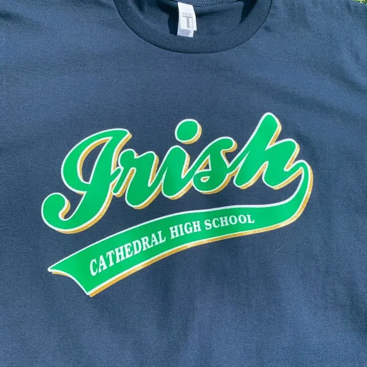 Navy Baseball Script Irish T-shirt