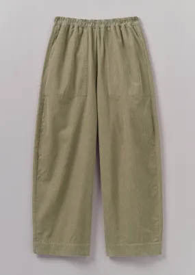 Organic Cord Barrel Leg Trousers | Green Stone