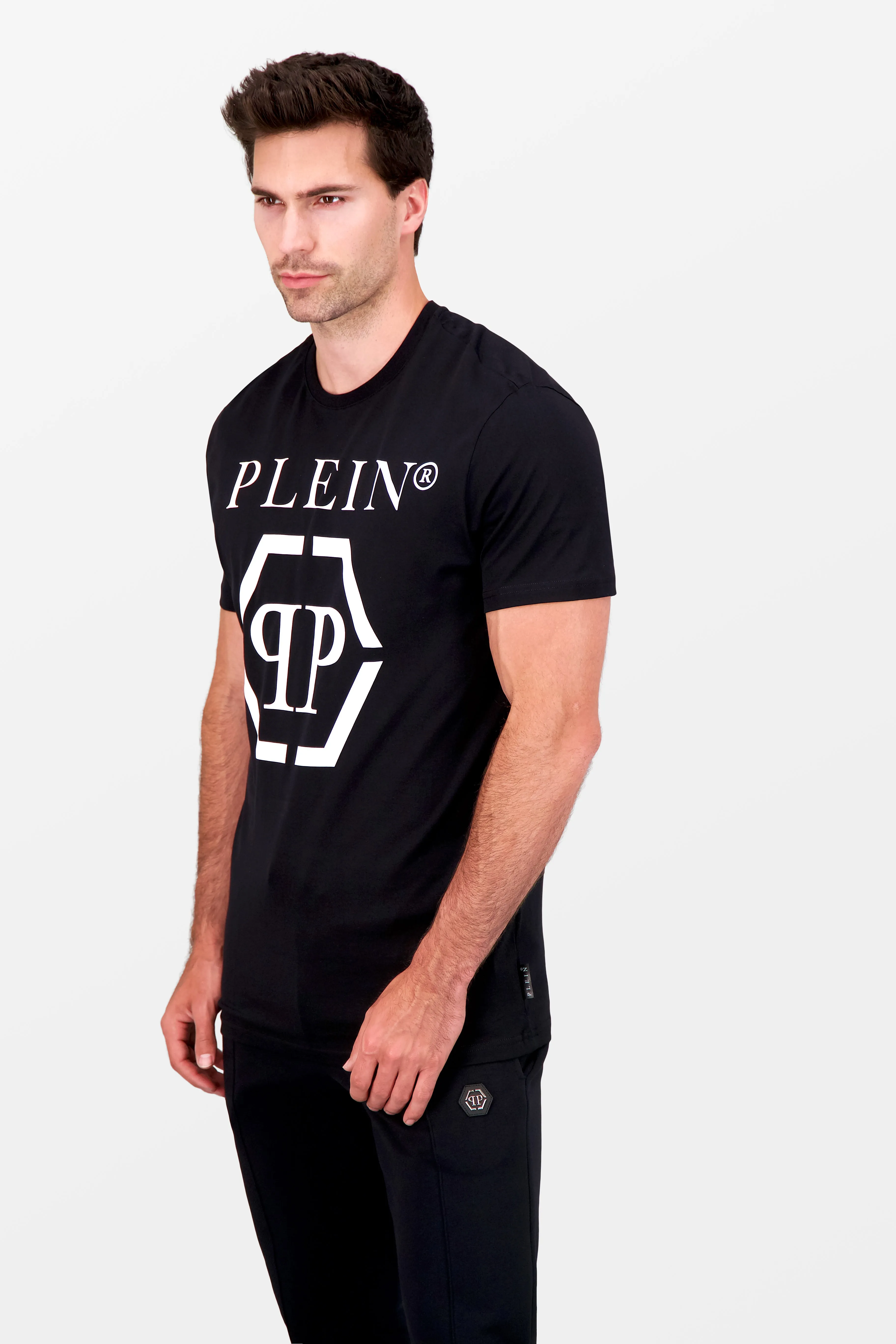 Philipp Plein Black Round Neck SS Hexagon T-Shirt