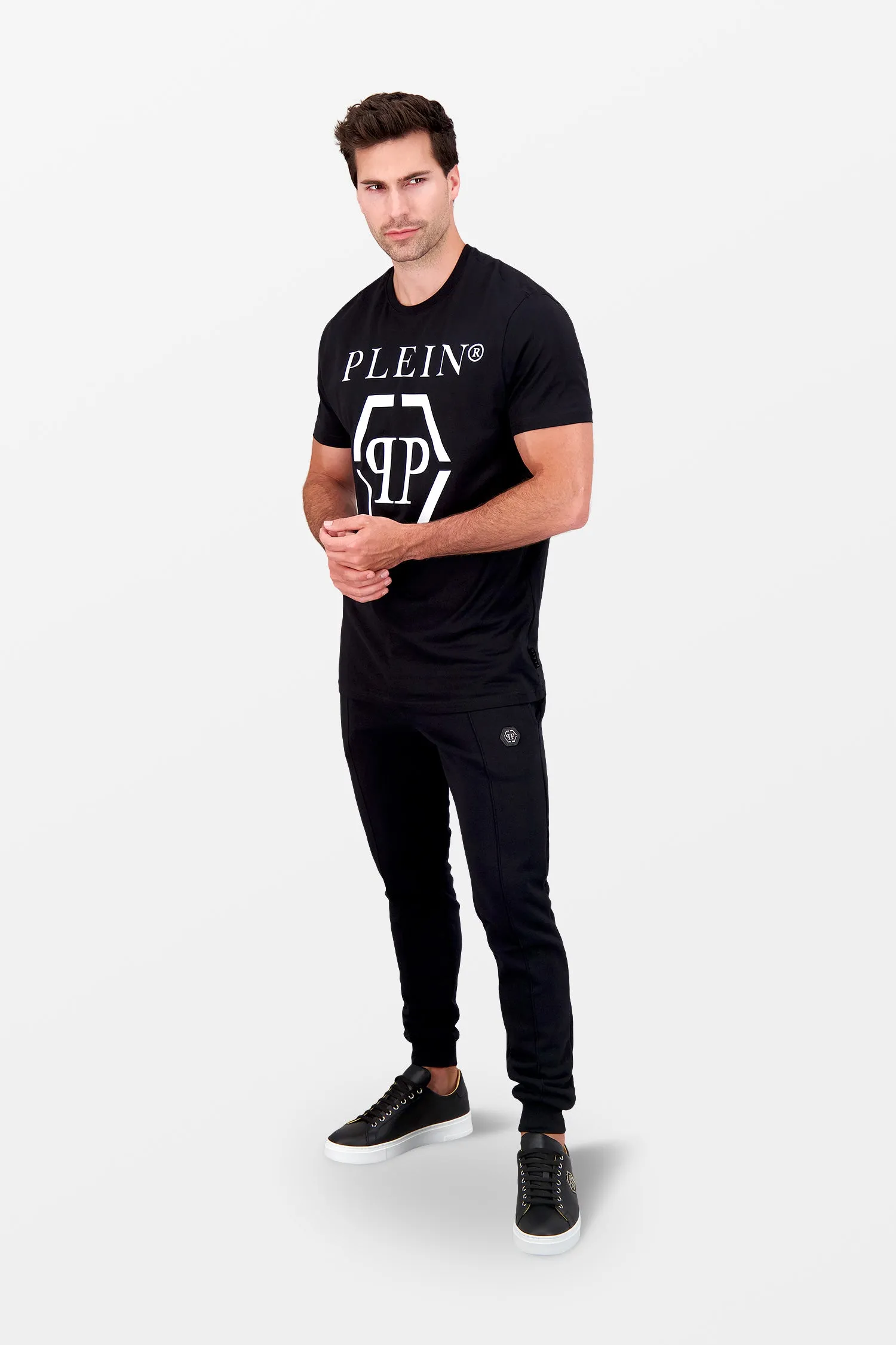 Philipp Plein Black Round Neck SS Hexagon T-Shirt