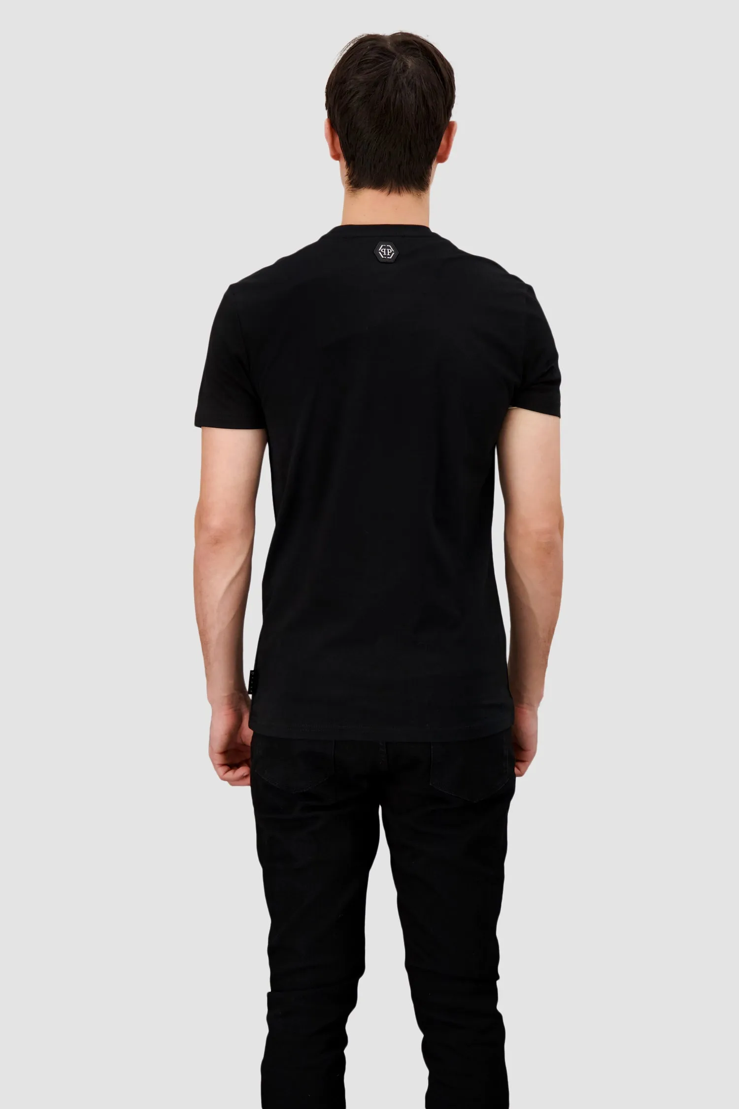 Philipp Plein Black Round Neck SS Skull Strass T-Shirt