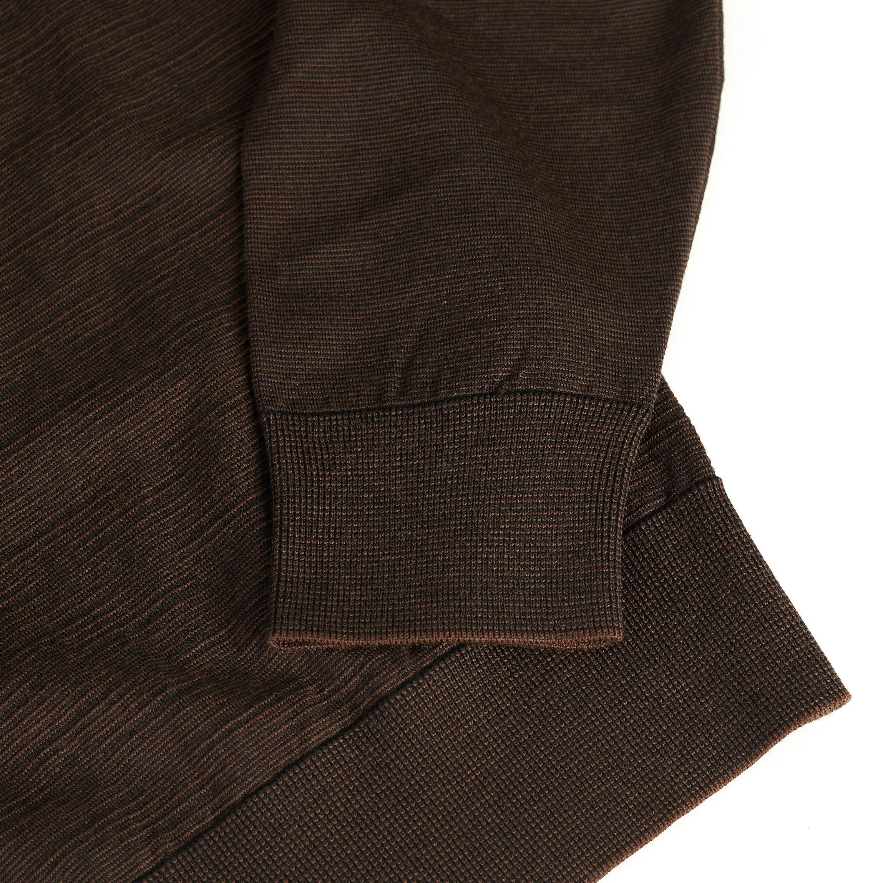 Polo Sweater With Metal Zip In Brown Wool