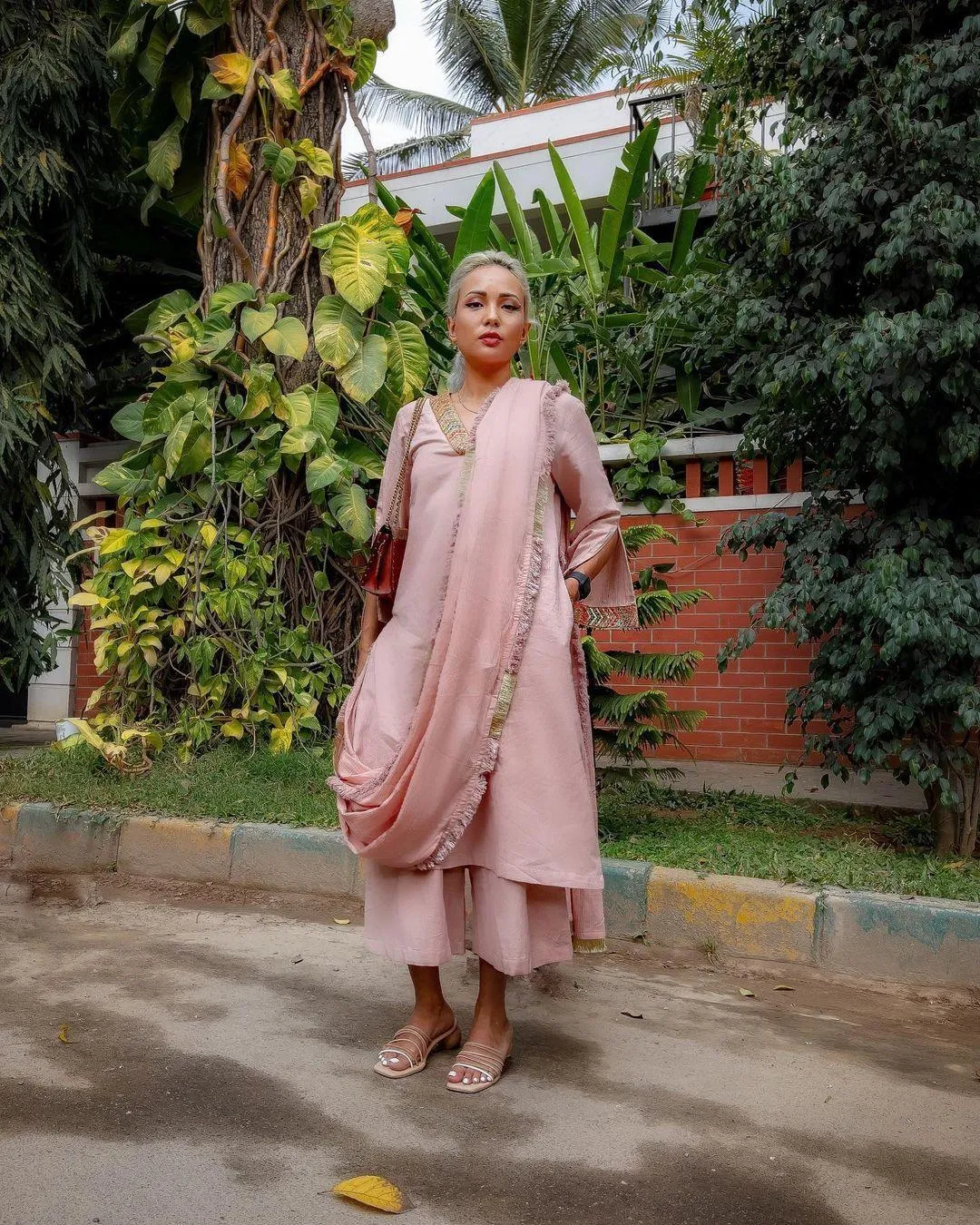 Rose Pink Pure Cotton Lace Kurta