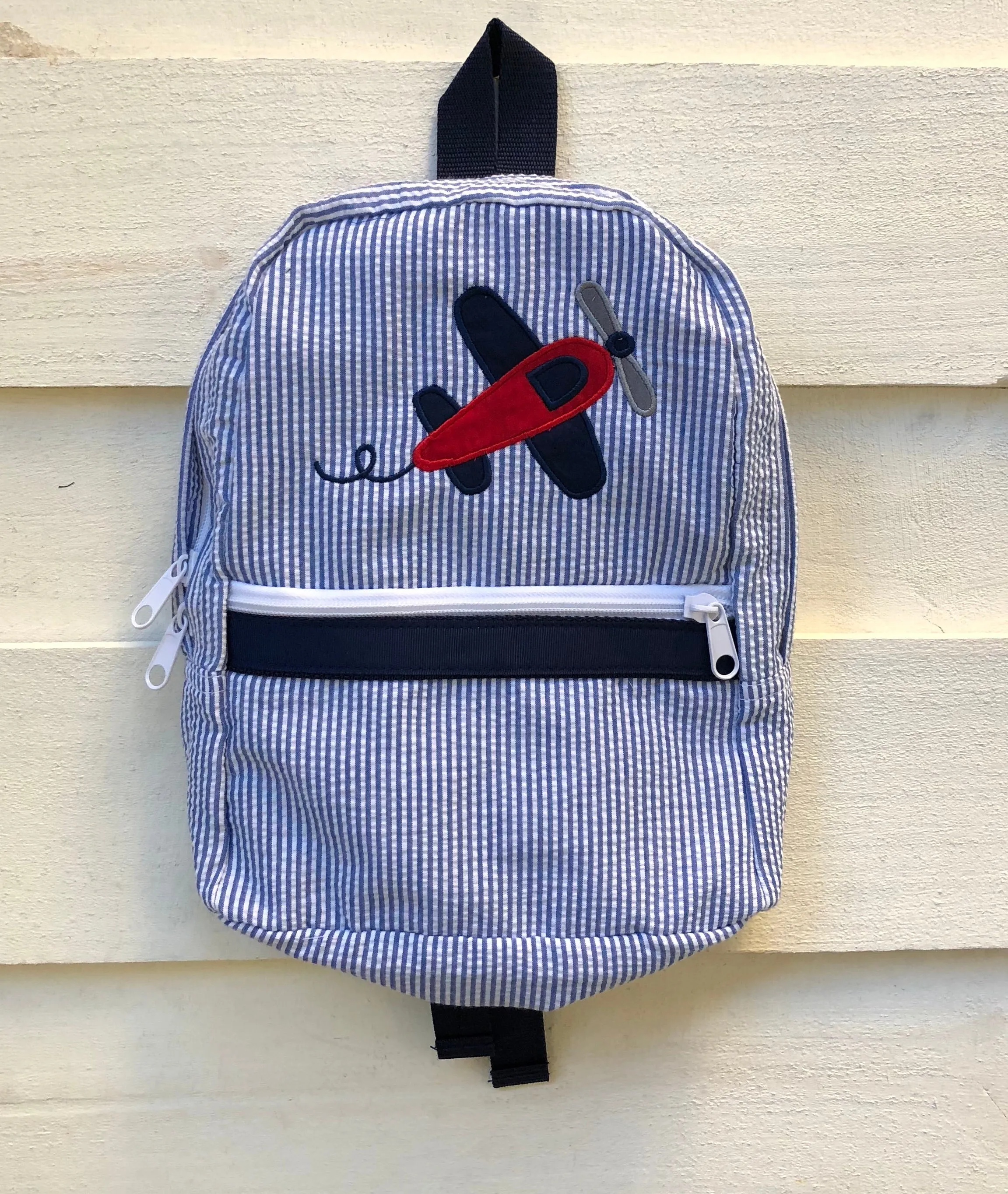 Seersucker Airplane Backpack