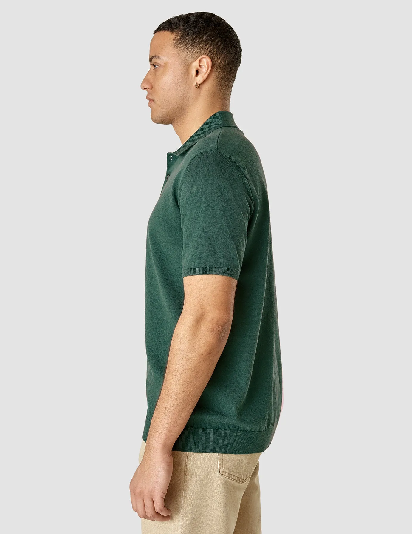 Silk / Cotton Short Sleeve Polo Forest Green