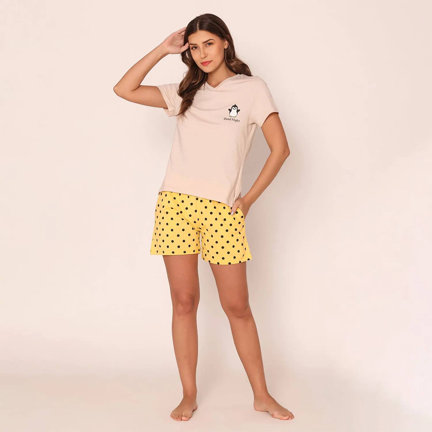 Sleepy Chic Knitted Women's Shorts Lounge Wear Set