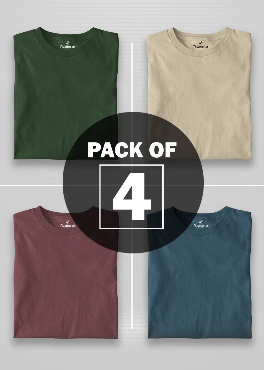 Solid Half Sleeve T-Shirt Men Combo - Pack of 4