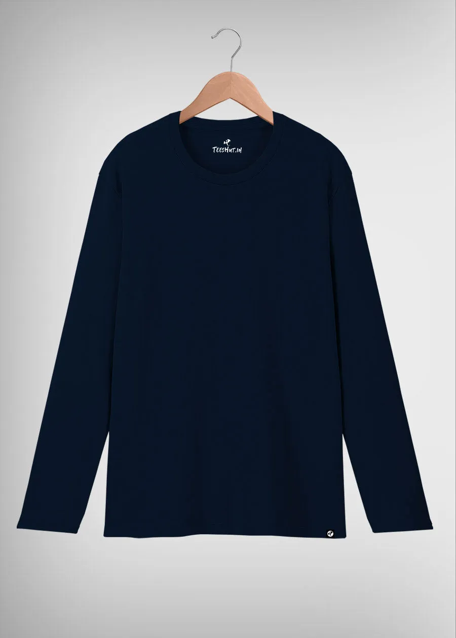 Solid Men Full Sleeve T-Shirt - Classic Navy