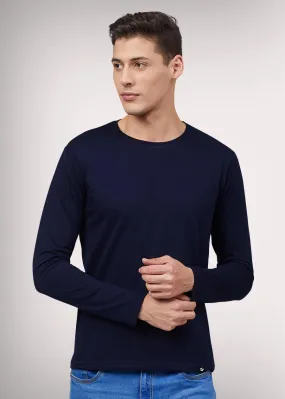 Solid Men Full Sleeve T-Shirt - Classic Navy