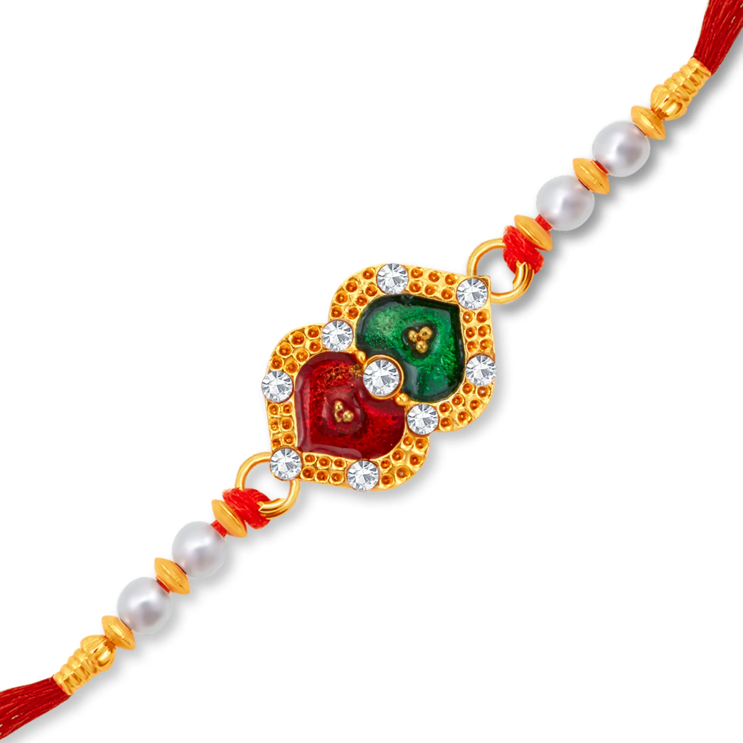 Sukkhi Amazing Gold Plated Meenakari Rakhi with Roli Chawal and Raksha Bandhan Greeting Card For Men