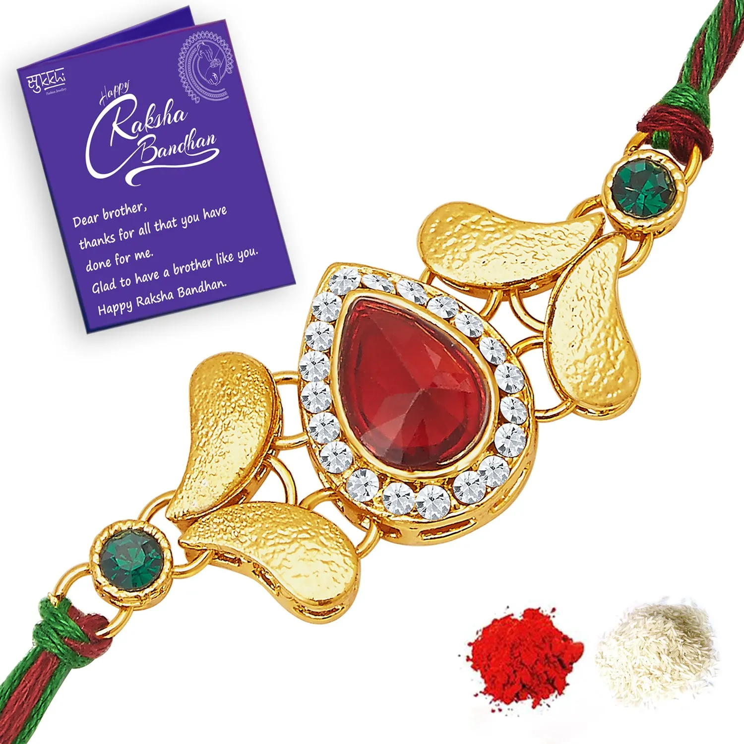 Sukkhi Astonish Rakhi with Roli Chawal and Raksha Bandhan Greeting Card For Men