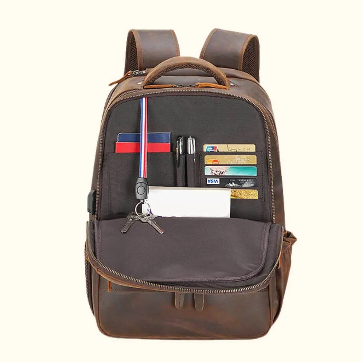 The Vintage Lariat - Leather Laptop Backpack for Men