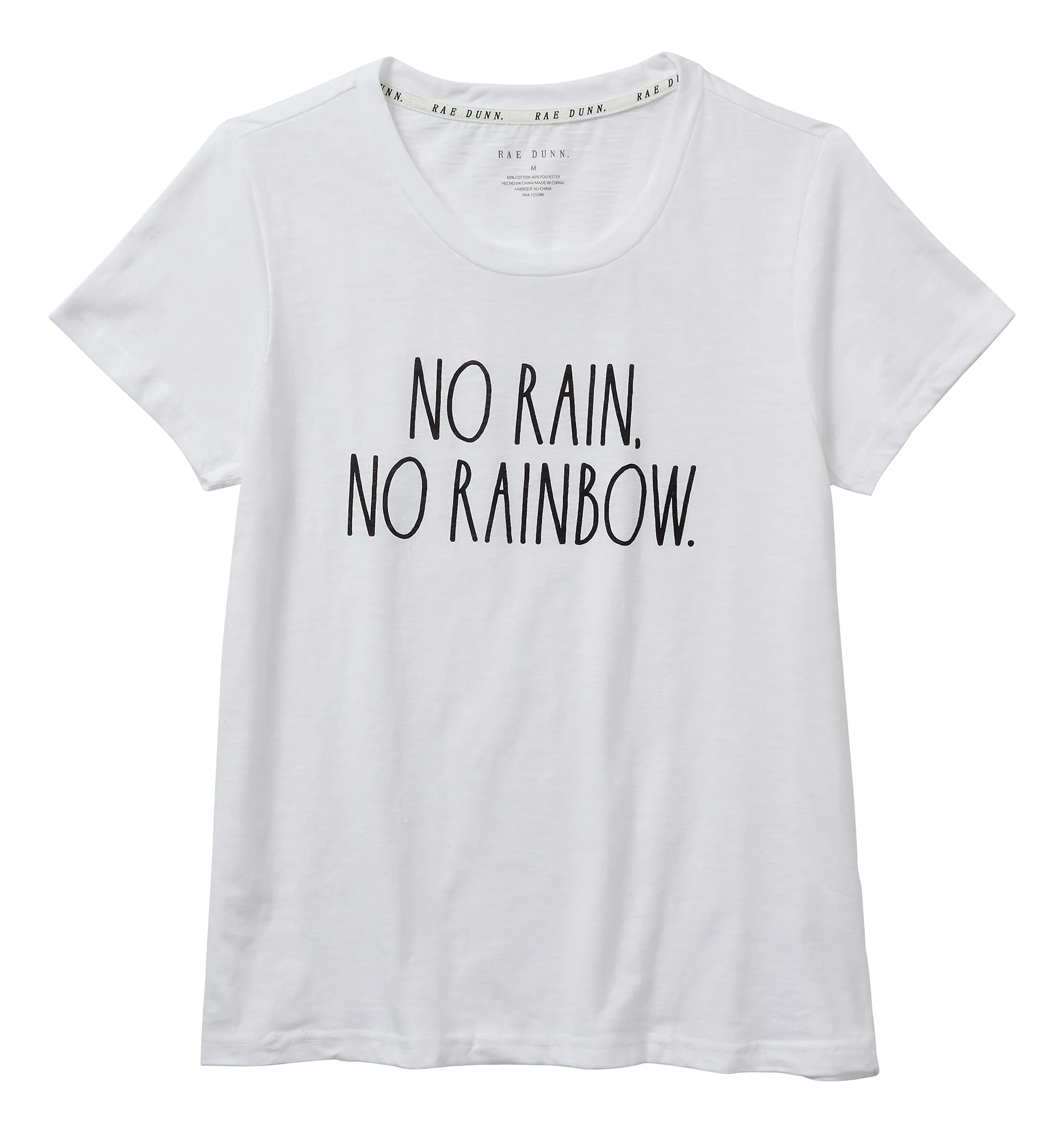 Women's "NO RAIN NO RAINBOW" Short Sleeve Classic Slub T-Shirt