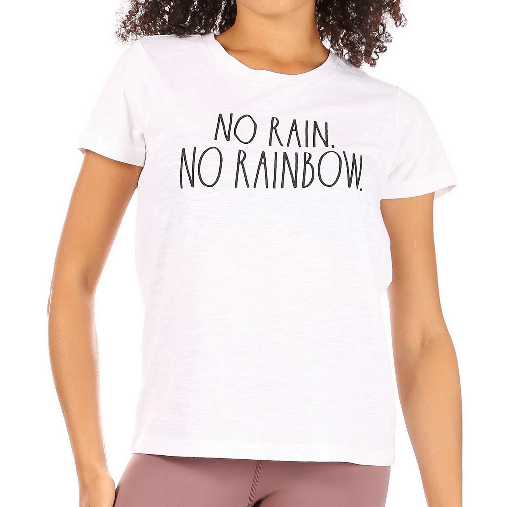 Women's "NO RAIN NO RAINBOW" Short Sleeve Classic Slub T-Shirt