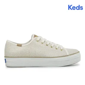 Women's Triple Kick Metallic Woven Cream Gold (WF66387)